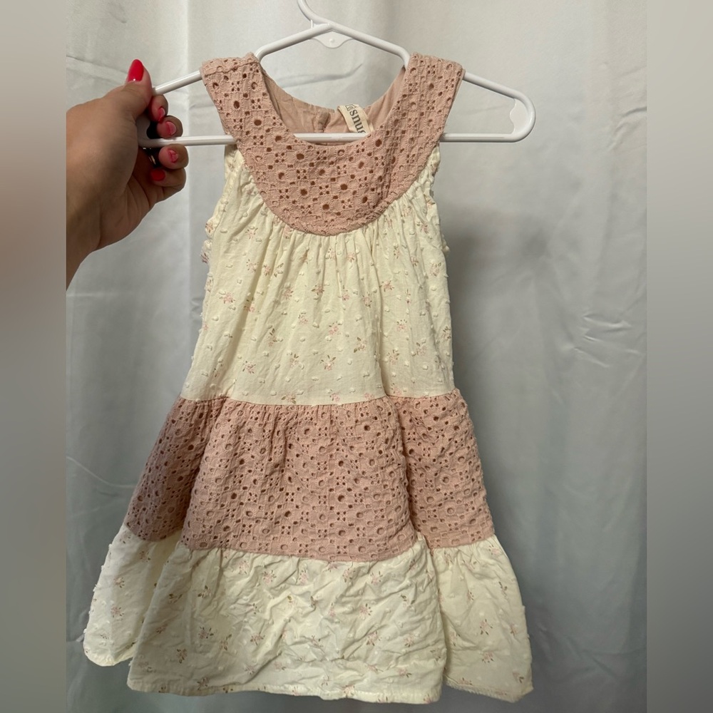 Charming Pink and Cream Kids Dress